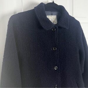 Kid’s Boucle Button-Up Coat in Navy size child’s 12